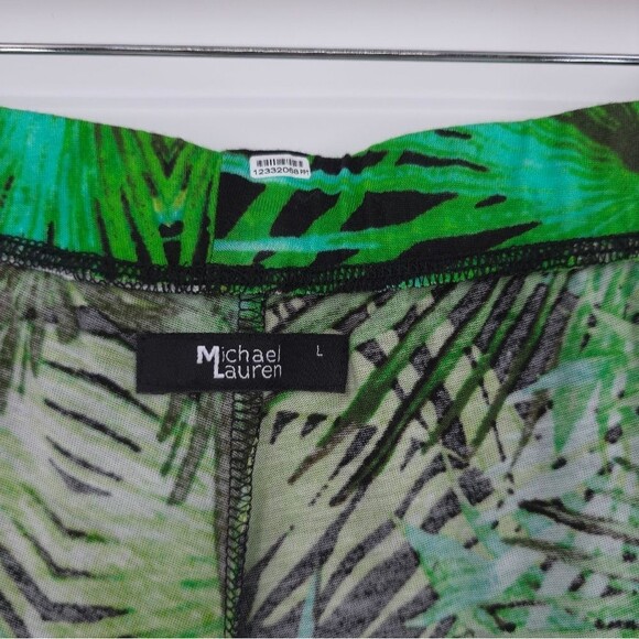 Michael Lauren Derby Wide-Leg Pants Jungle Green Modal Pull-One Tropical Large - Picture 7 of 13